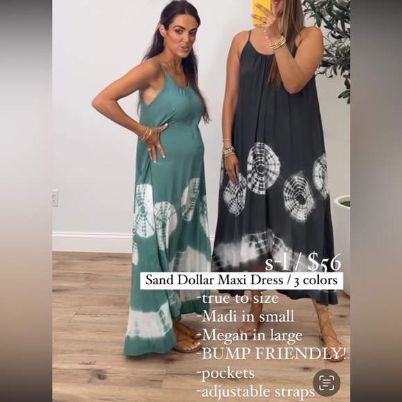 Talahula Sand dollar Chic Green and White Maxi Dress final price - Picture 1 of 6